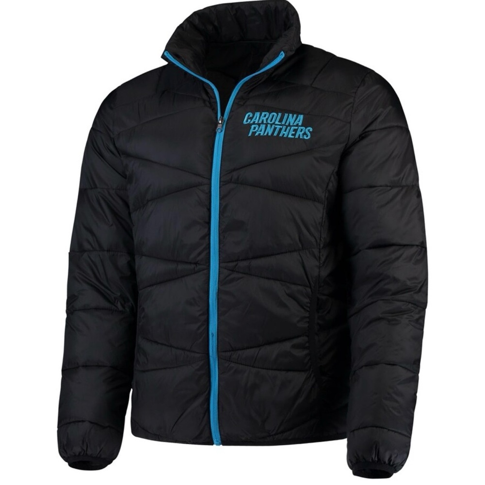 Men's Carolina Panthers G-III Sports by Carl Banks Black Blitz Packable Puffer